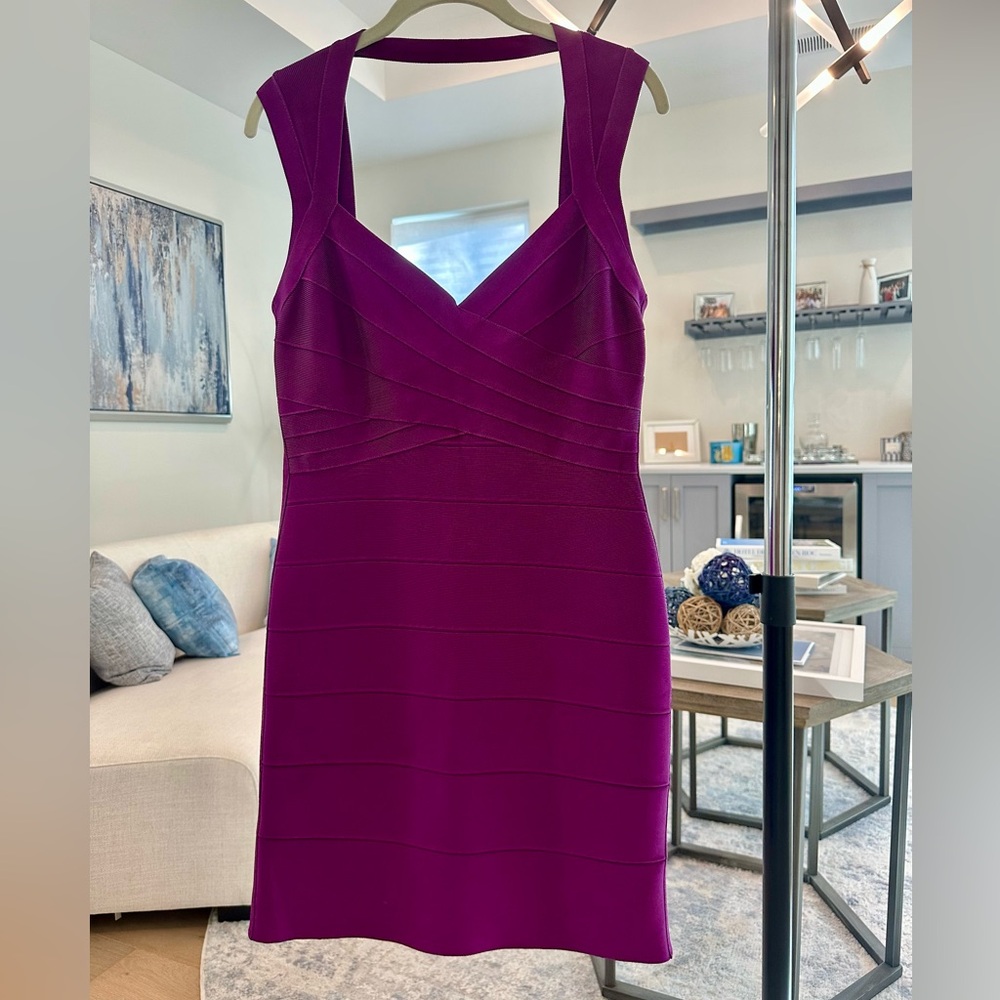 Herve Leger Magenta Bandage Bodycon Dress
